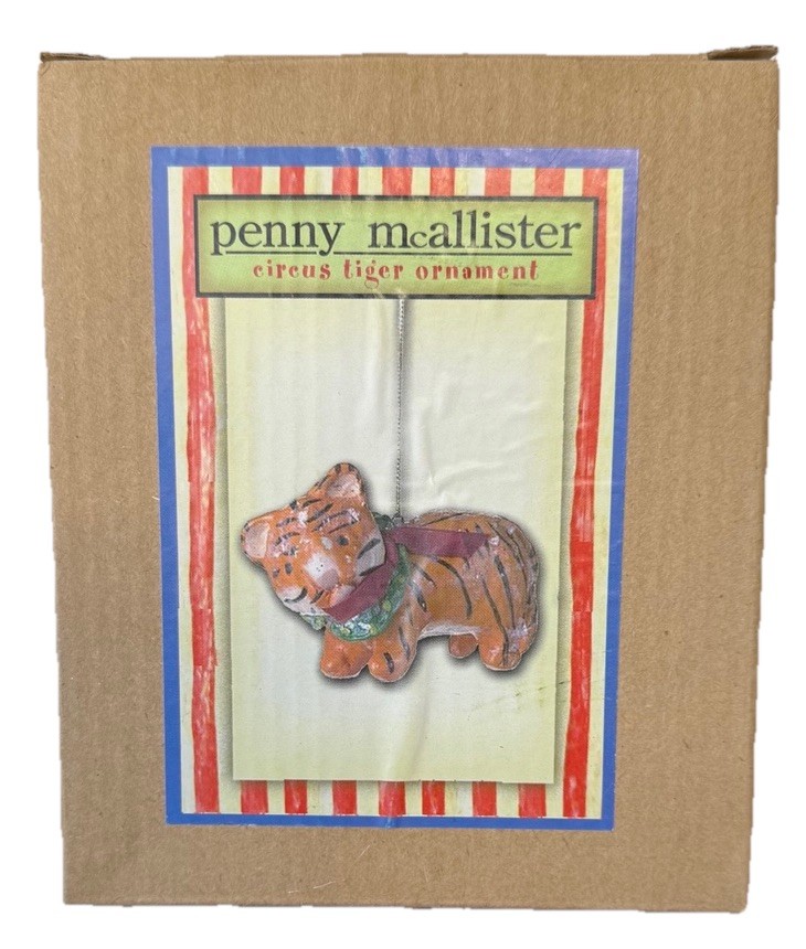 Penny McAllister Folk Art Circus Tiger Ornament Pre-Owned