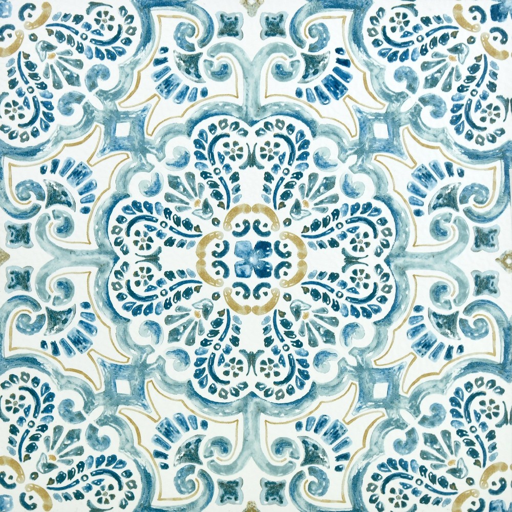 Blue Fontaine Peel & Stick Floor Tiles by FloorPops FP2477