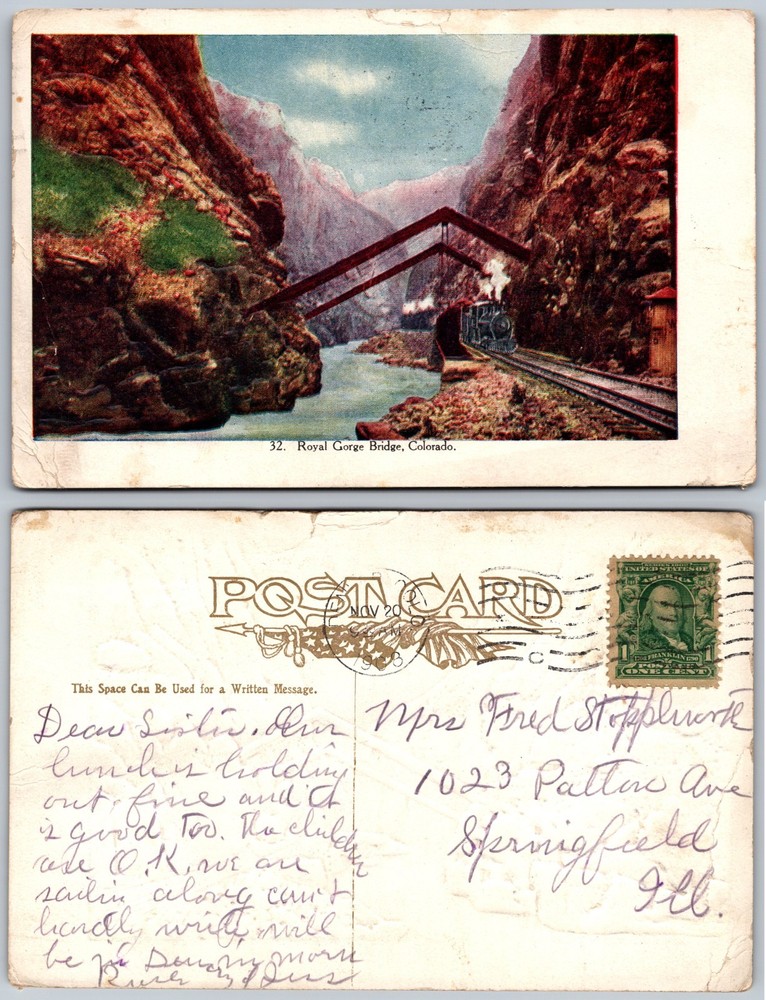 Royal Gorge Bridge Canyon Train Colorado Postcard