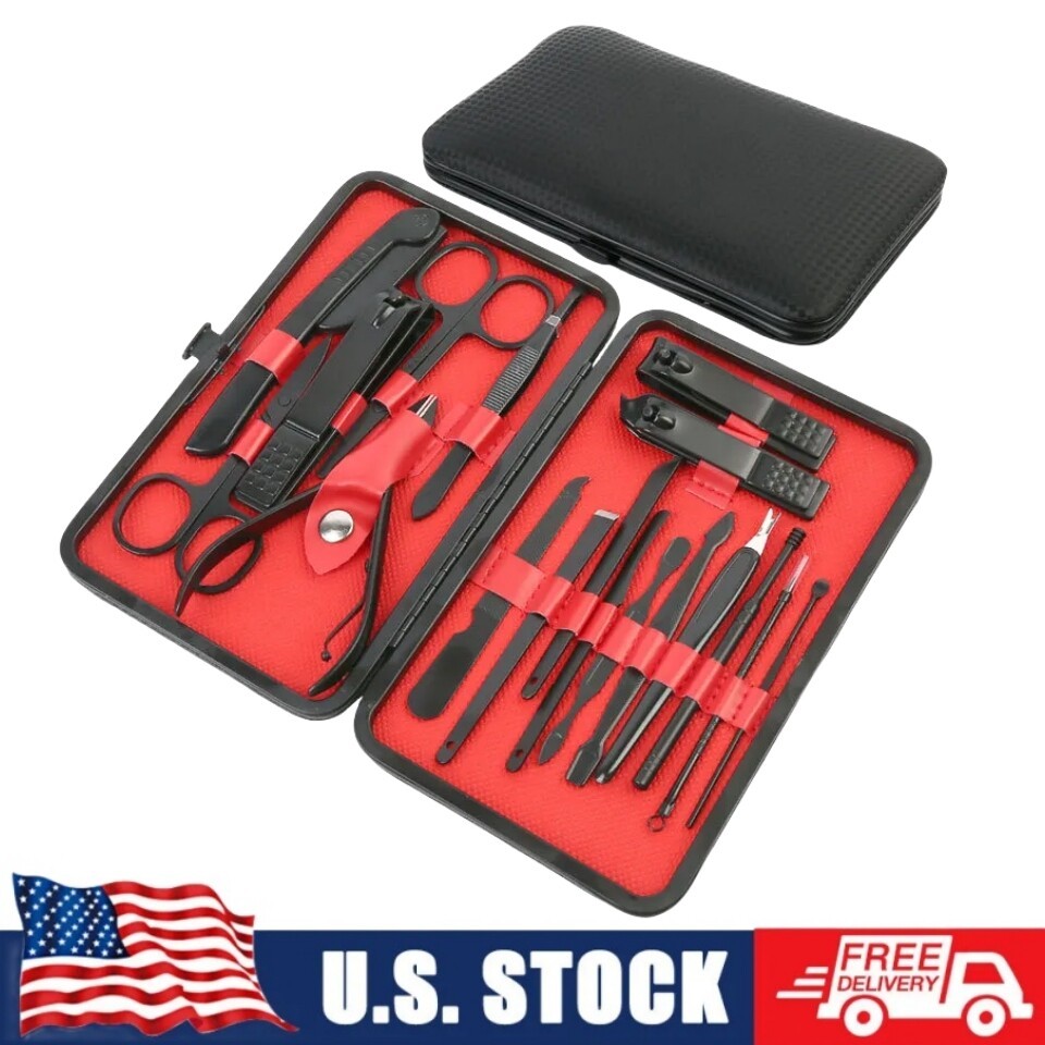 18PCS Professional Stainless Steel Manicure Pedicure Set with Nail Clippers