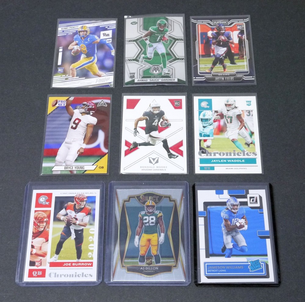 Lot of 9 Modern NFL Rookie Cards - Joe Burrow, Bryce Young, Justin Fields, Etc