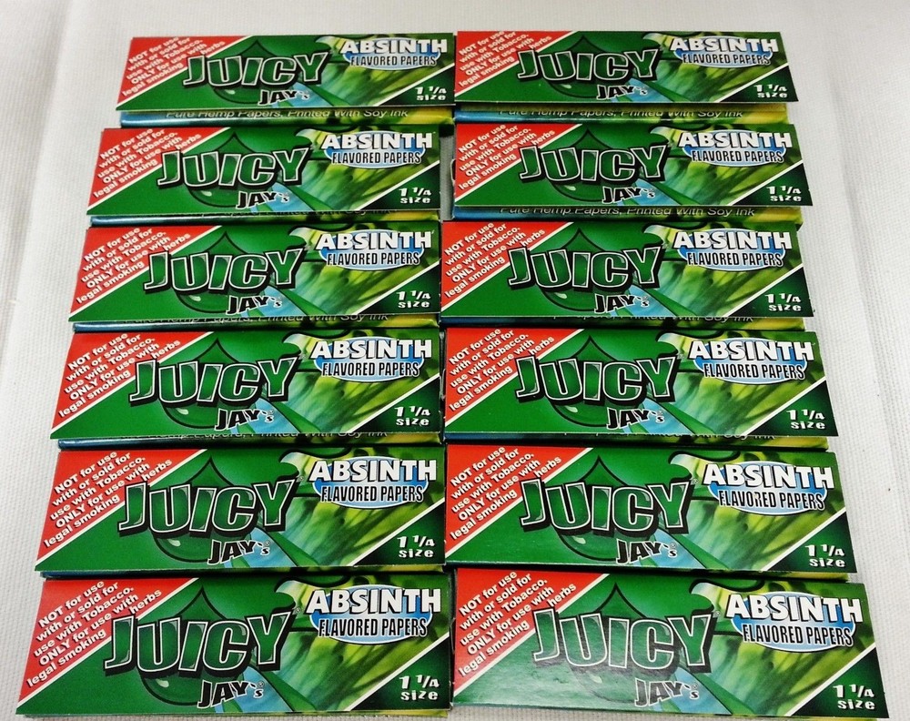 12 Packs Juicy Jay's 1 1/4 Absinthe Rolling Papers with Free Shipping-image