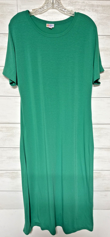 LuLaRoe Women's Ladies Maria Short Sleeve Dress Size Large Green Maxi