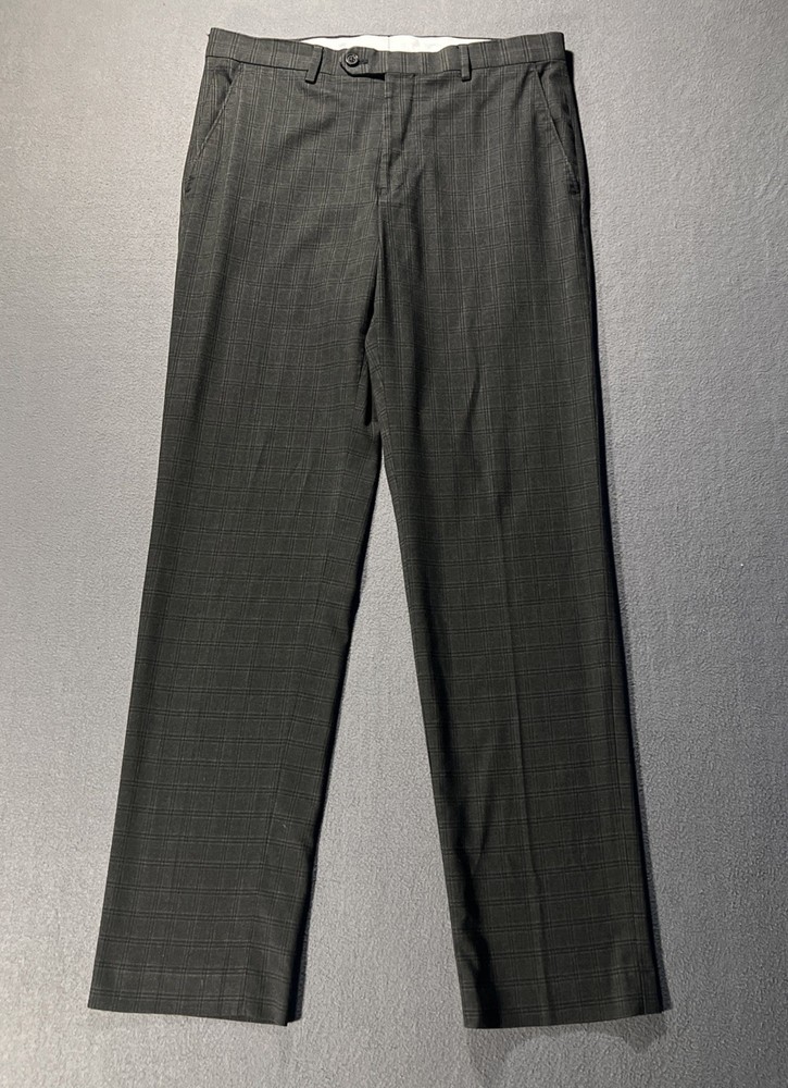 Ralph Lauren Trousers Men’s 32x32 Charcoal Gray Windowpane Plaid Dress Pants