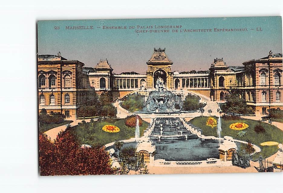Postcard Marseille France Palais Longchamp Architect Esperandieu Fountain LL 23