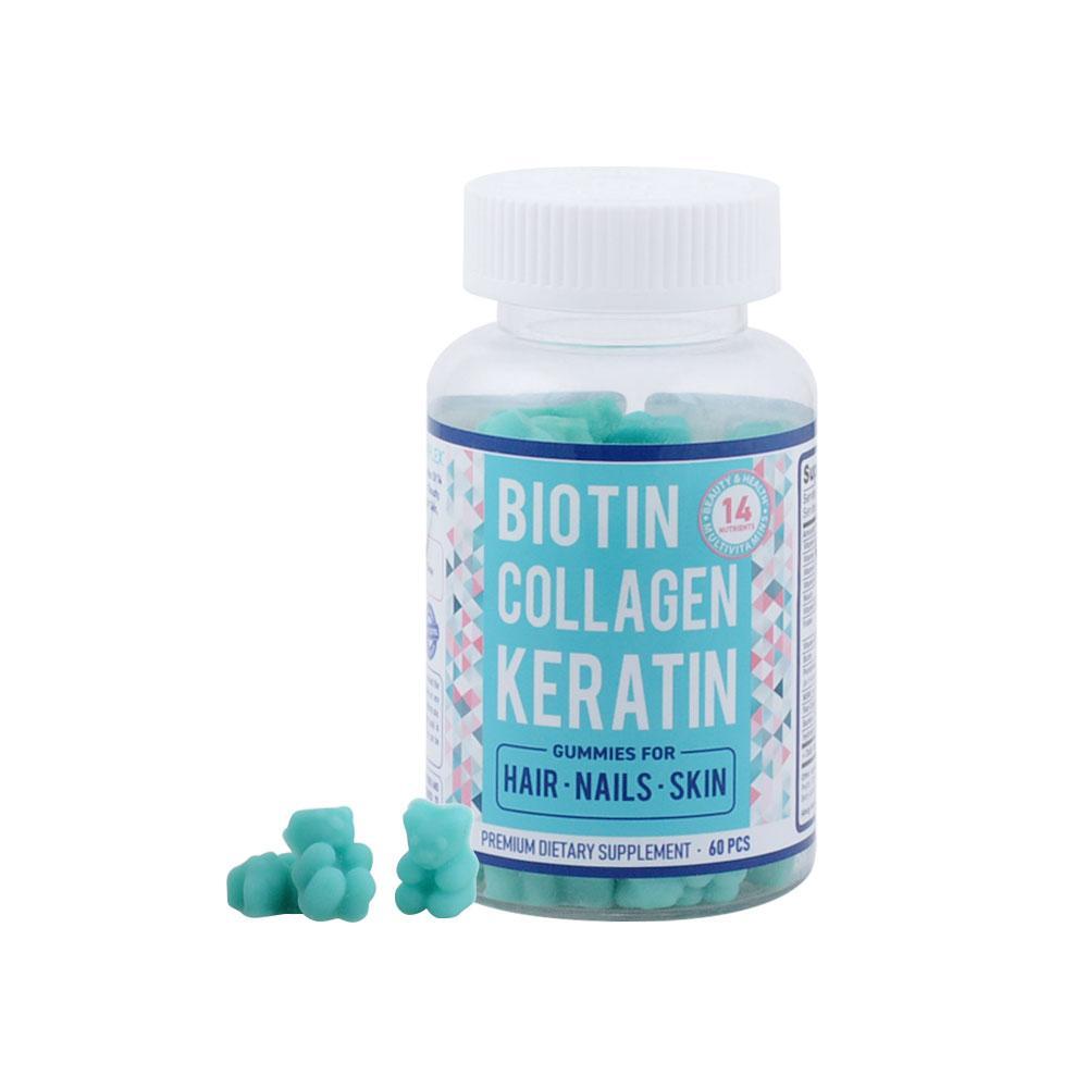 Biotin Collagen Keratin Gummies for Hair Growth Skin and Nails Support