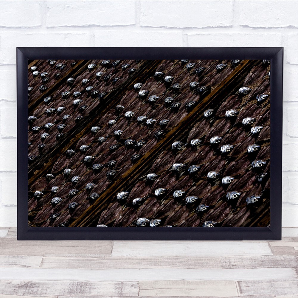 Pattern Fish Dry Drying Food Abstract Eyes Dried In The Sun Wall Art Print