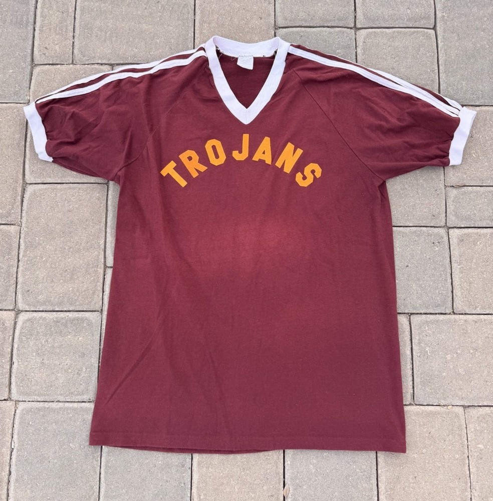 Vintage 60s 70s USC Trojans Football Jersey Shirt Men’s X Large V Neck