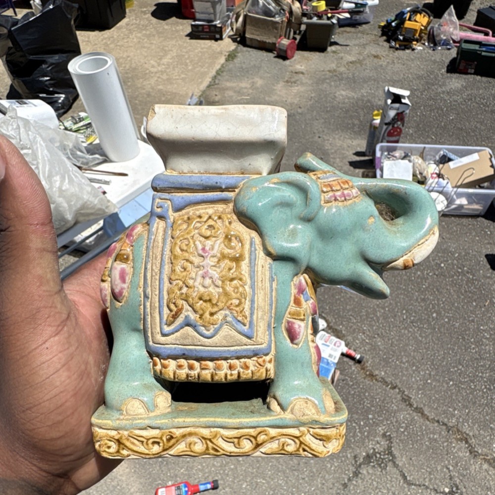 Decorative Multicolor Ceramic Elephant Figurine Asian Style