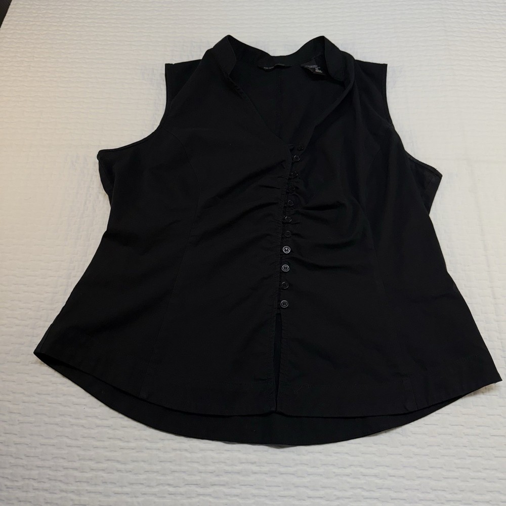New York & Co Women's Black Sleeveless Button Up Blouse Size 12