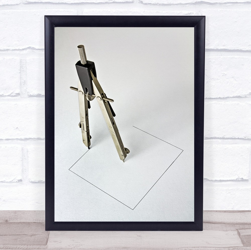Unlikely Square Drawing Lines Construction Compass Paper Wall Art Print