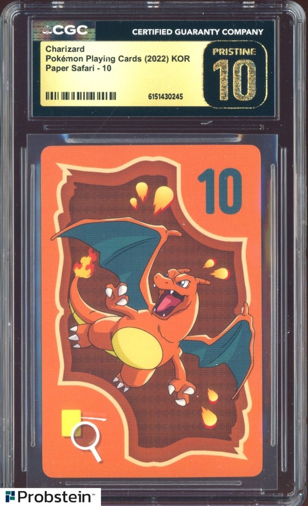 2022 Pokemon Playing Cards Korean Paper Safari Charizard CGC 10 PRISTINEPROBSTEIN is actively accepting consignments !!