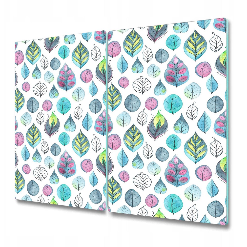 Glass Kitchen Chopping Cutting Board Worktop Saver Cartoon Leaves 2x30x52