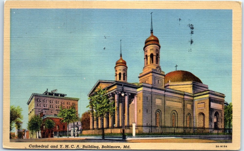 Postcard - Cathedral and Y. M. C. A. Building, Baltimore, Maryland