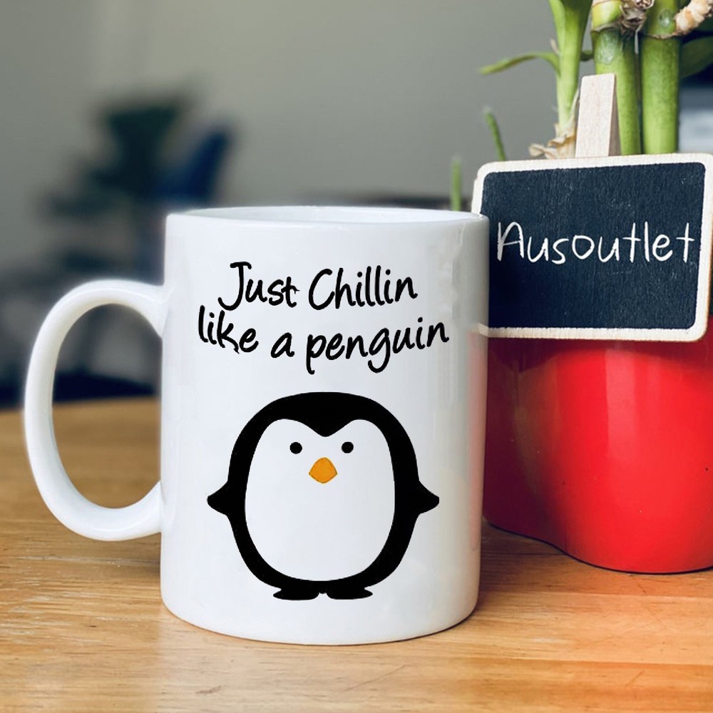 Funny Saying Penguin Coffee Mug Cute Kawaii Just Chillin Like A Penguin Coffee