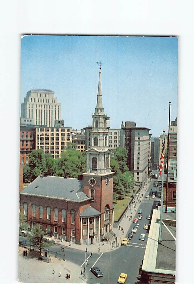 Postcard Brimstone Corner Park Street Church Boston Massachusetts USA America