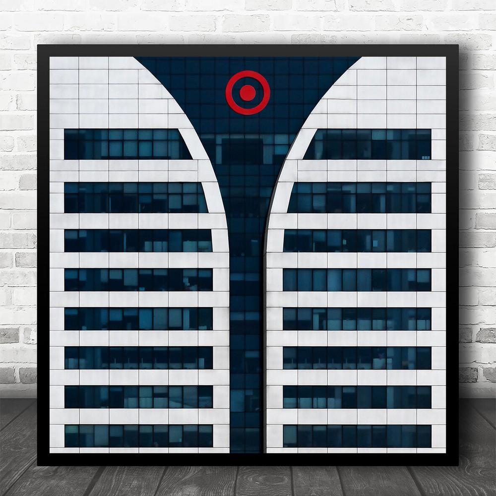 Abstract Urban Colors White Lines Shapes Building The Funnel Square Art Print