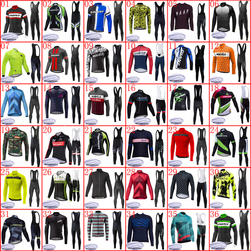Winter Mens Cycling Jersey Bib Pants Set Thermal Fleece Bike Wear Sports Outfits