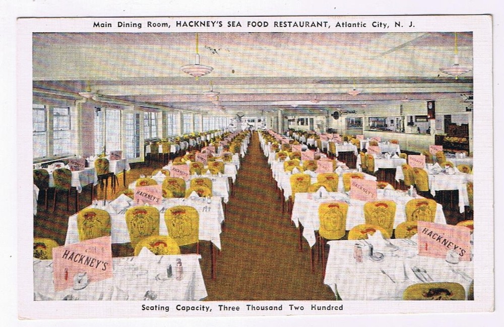 Postcard Main Dining Room Hackney's Sea Food Restaurant Atlantic City New Jersey