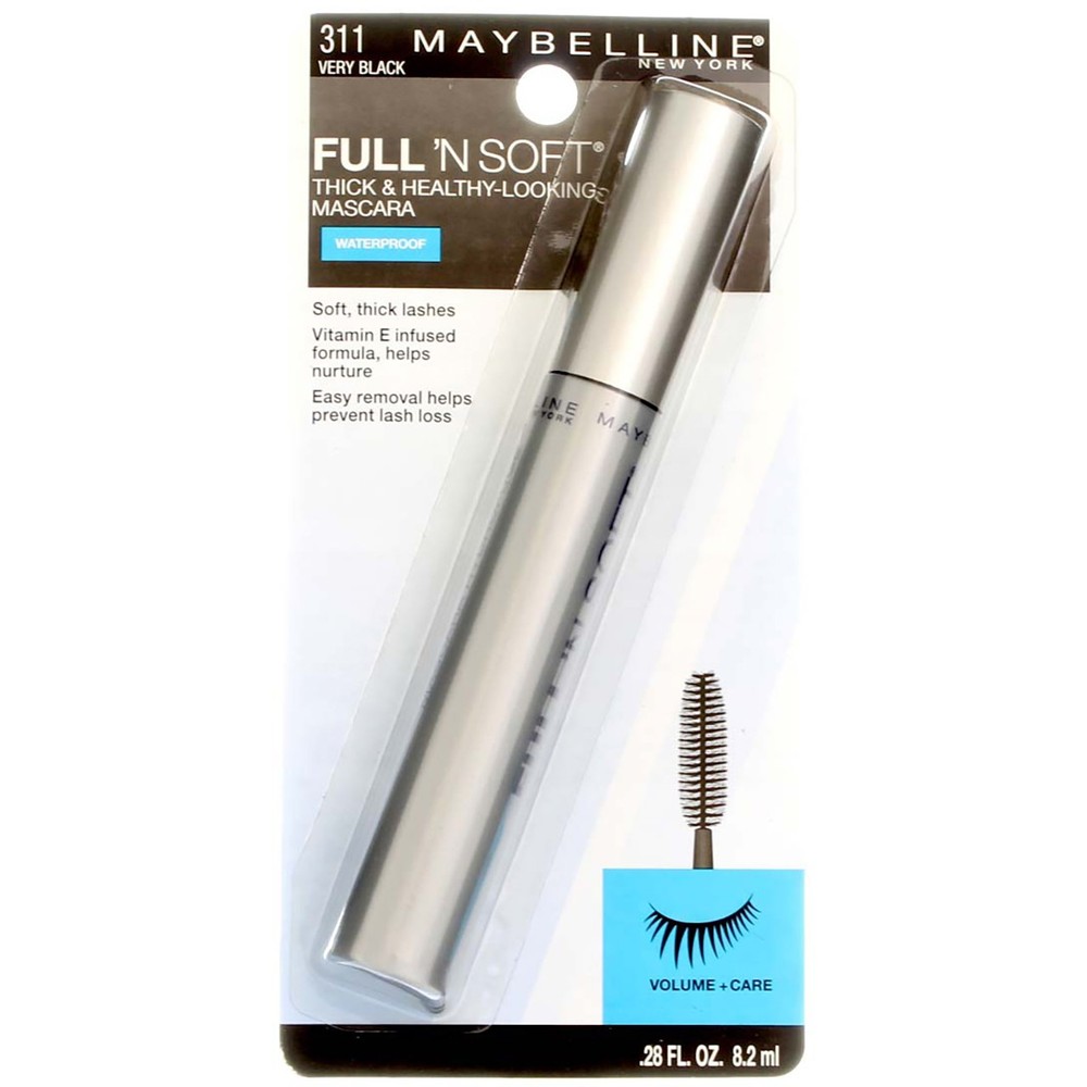 2 Pack Maybelline Full 'N Soft Waterproof Mascara, Very Black 311, 0.28 fl oz
