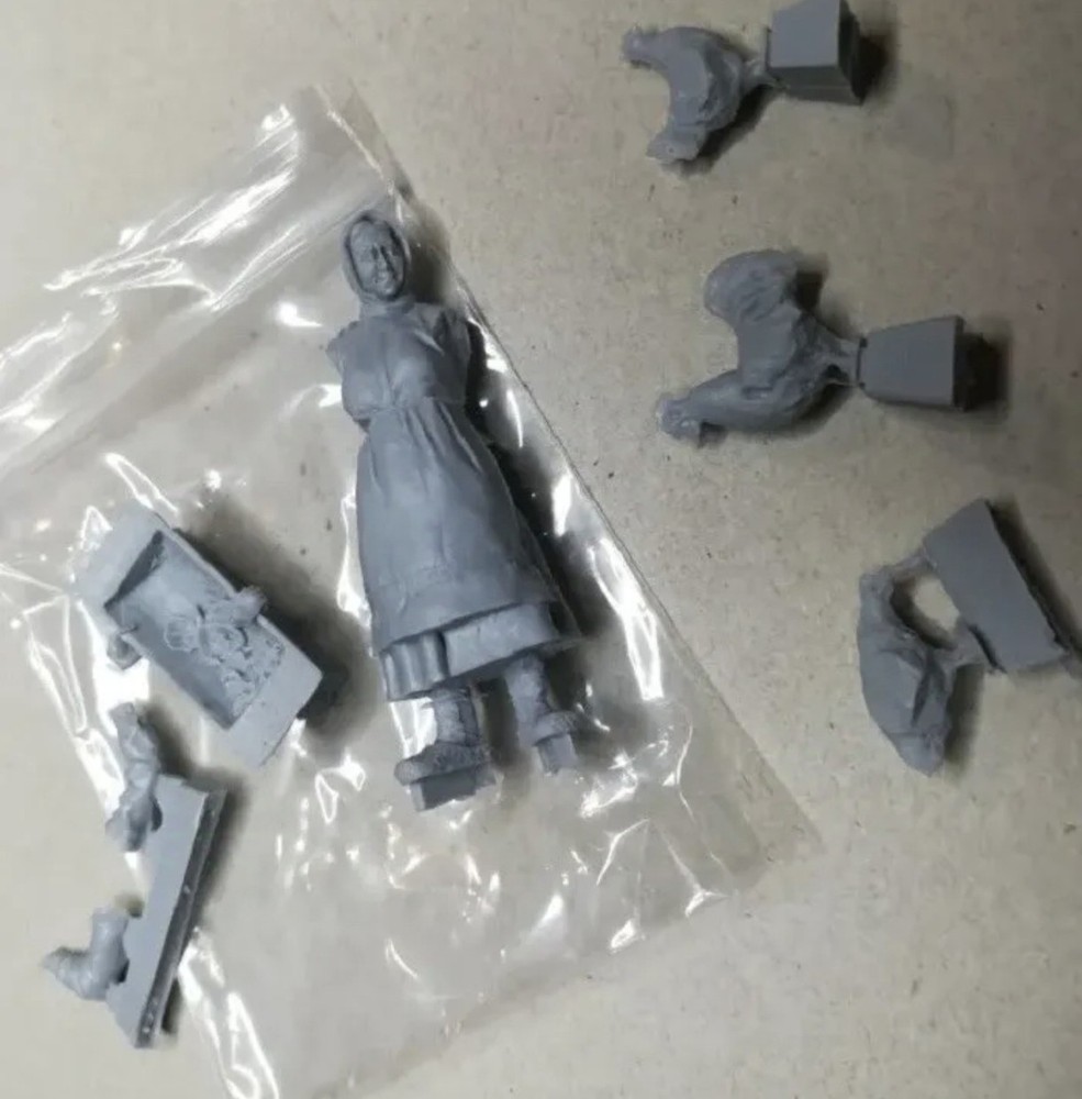 Kit modelo figura resina 1/35 dama abuela civil pollo sin pintar sin montar-image