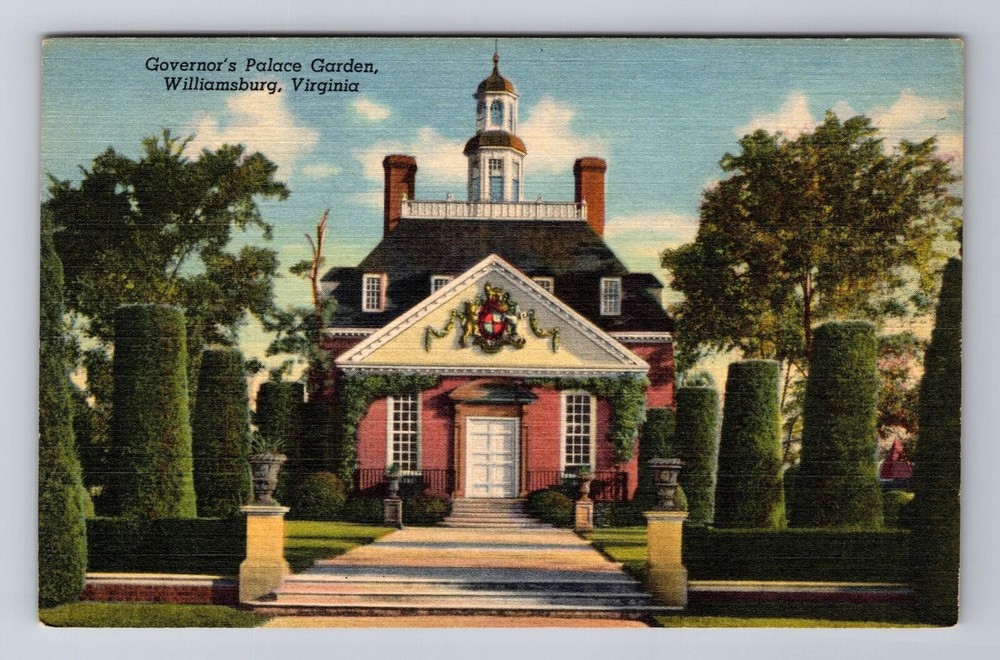 Williamsburg VA-Virginia, Governor's Palace Garden, Antique, Vintage Postcard