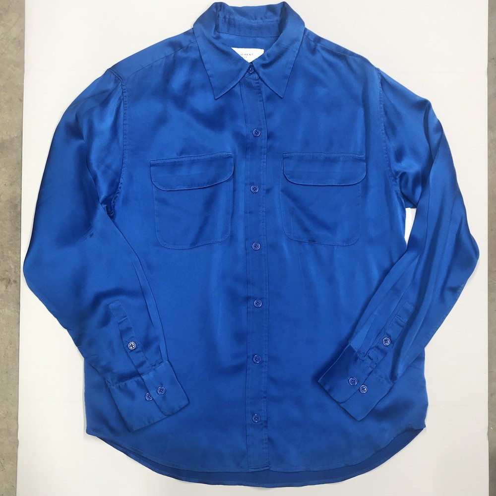 Equipment small womens Signature 100% Silk Button Up long sleeve Shirt Blue