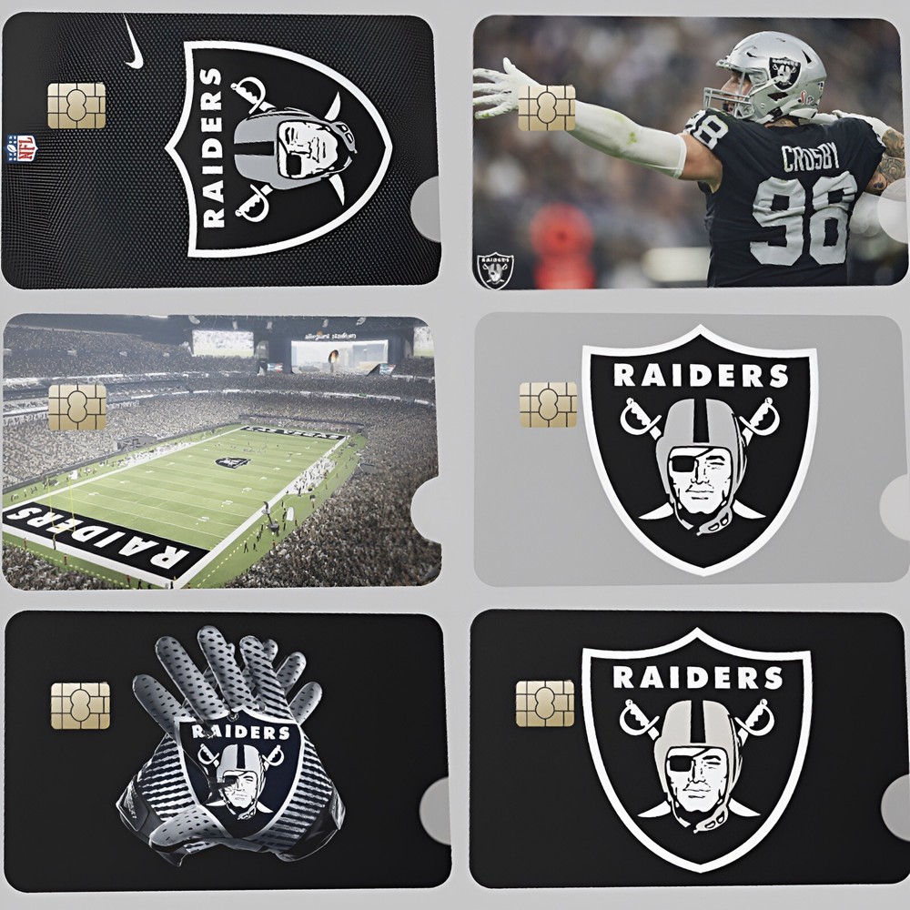 Las Vegas Raiders NFL Credit Card Skins 6-Pack Stickers