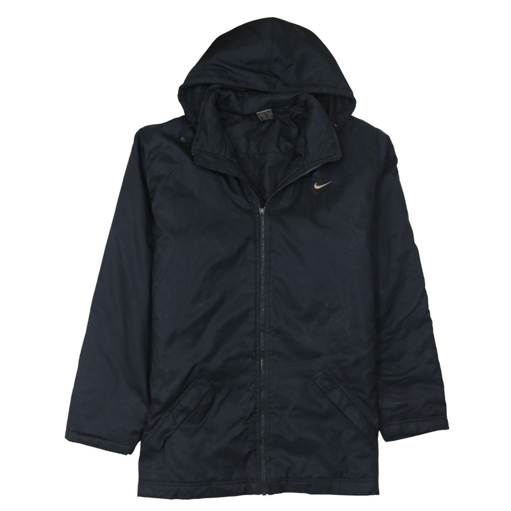Nike Mens Windbreaker Jacket Black Hooded Relaxed Fit Full Zip Logo Swoosh M