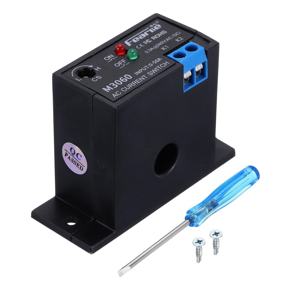 M3060 Miniature Current Switch, 0-50A, Normally Open, AC Current Sensing, Relay
