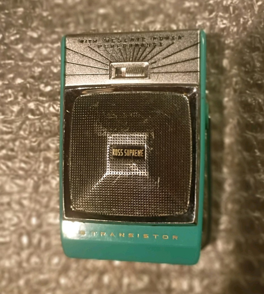 Ross Supreme 6-Transistor Vintage Pocket Transistor Radio Teal/White
