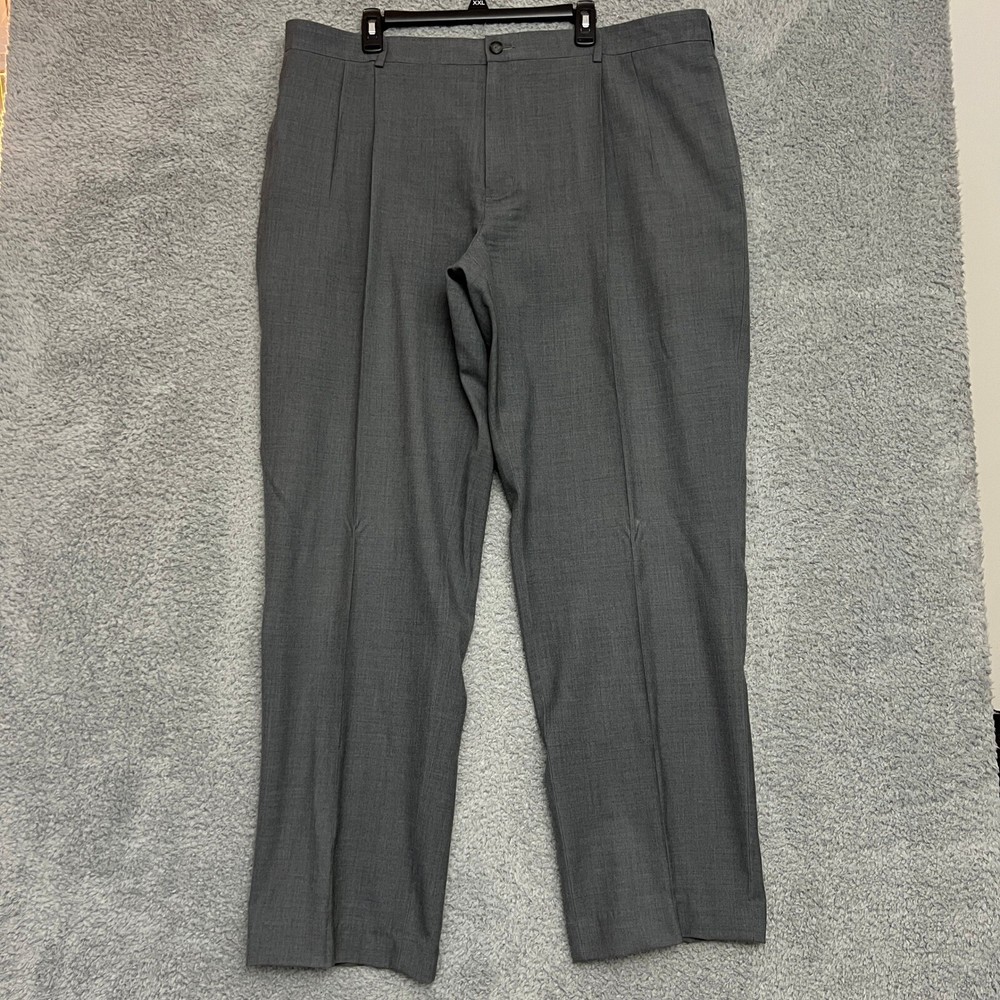 Men's LL Bean 42W Gray Classic Fit Casual Office Dress Pants