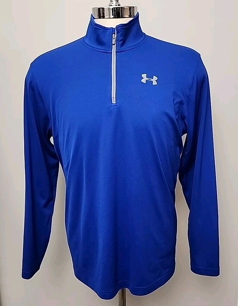 Under Armour Heatgear Pullover Men Loose Fit Shirt Large Quarter Zip Golf Blue