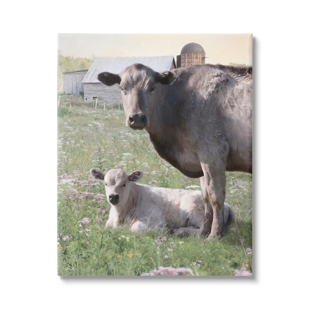 Rustic Country Cattle & Calf Farm Meadow Canvas Art by Lori Deiter