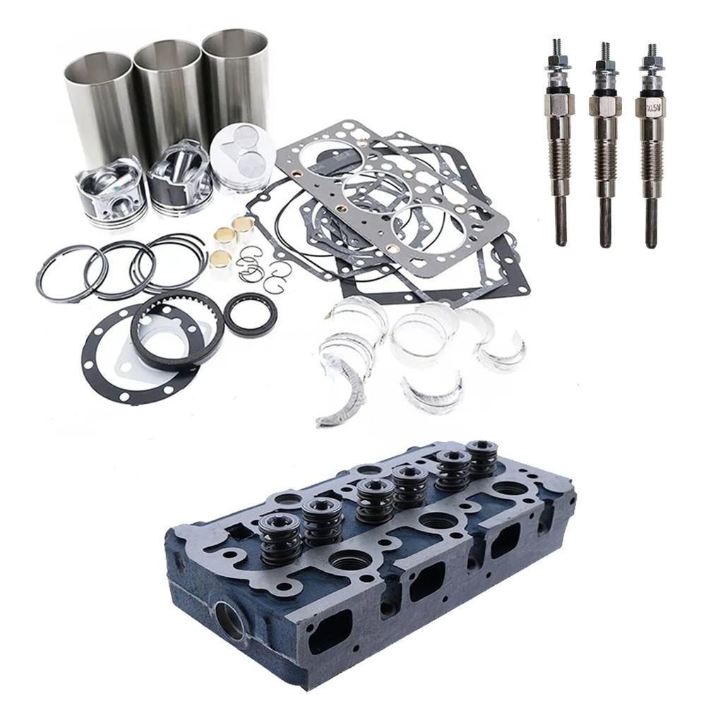 Overhaul Rebuild Kit & Complete Cylinder Head &Glow Plugs for Kubota Engine D950