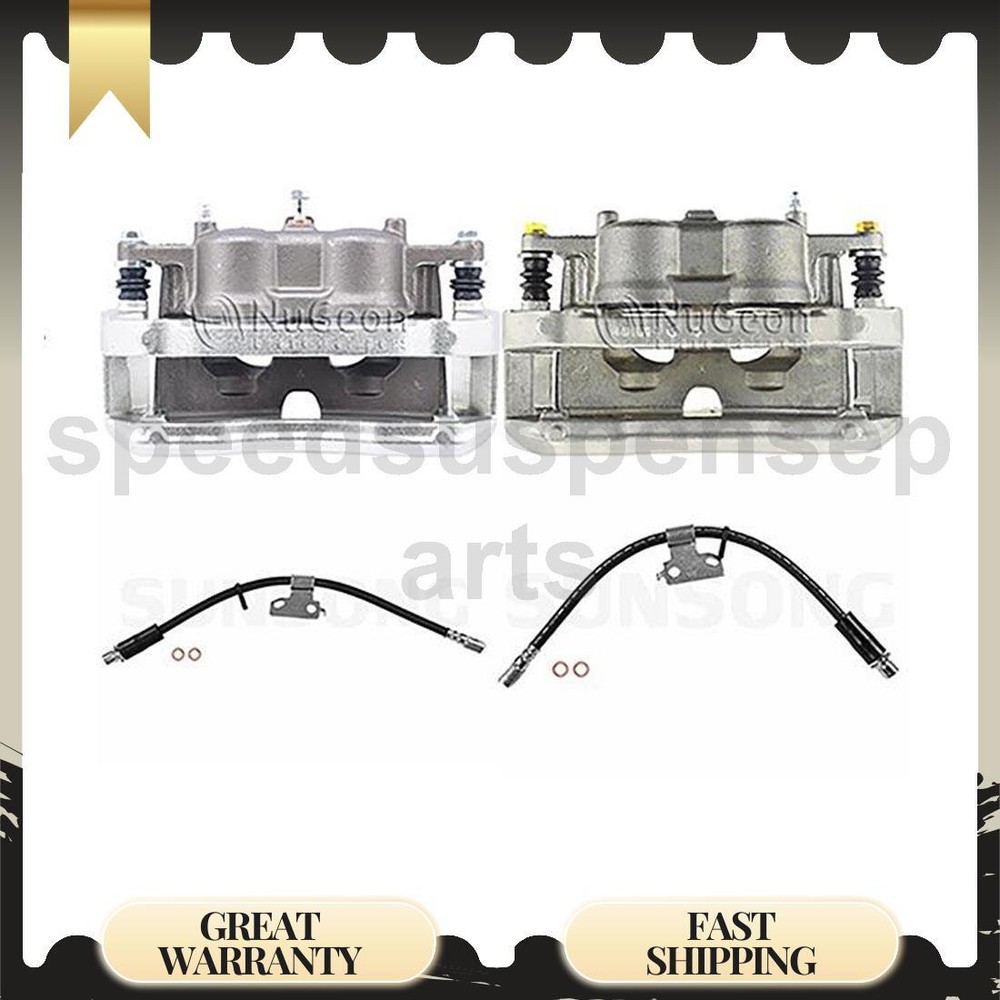 Front Brake Caliper Set with Hose 4pcs for Ford Expedition 5.4L Compatibility