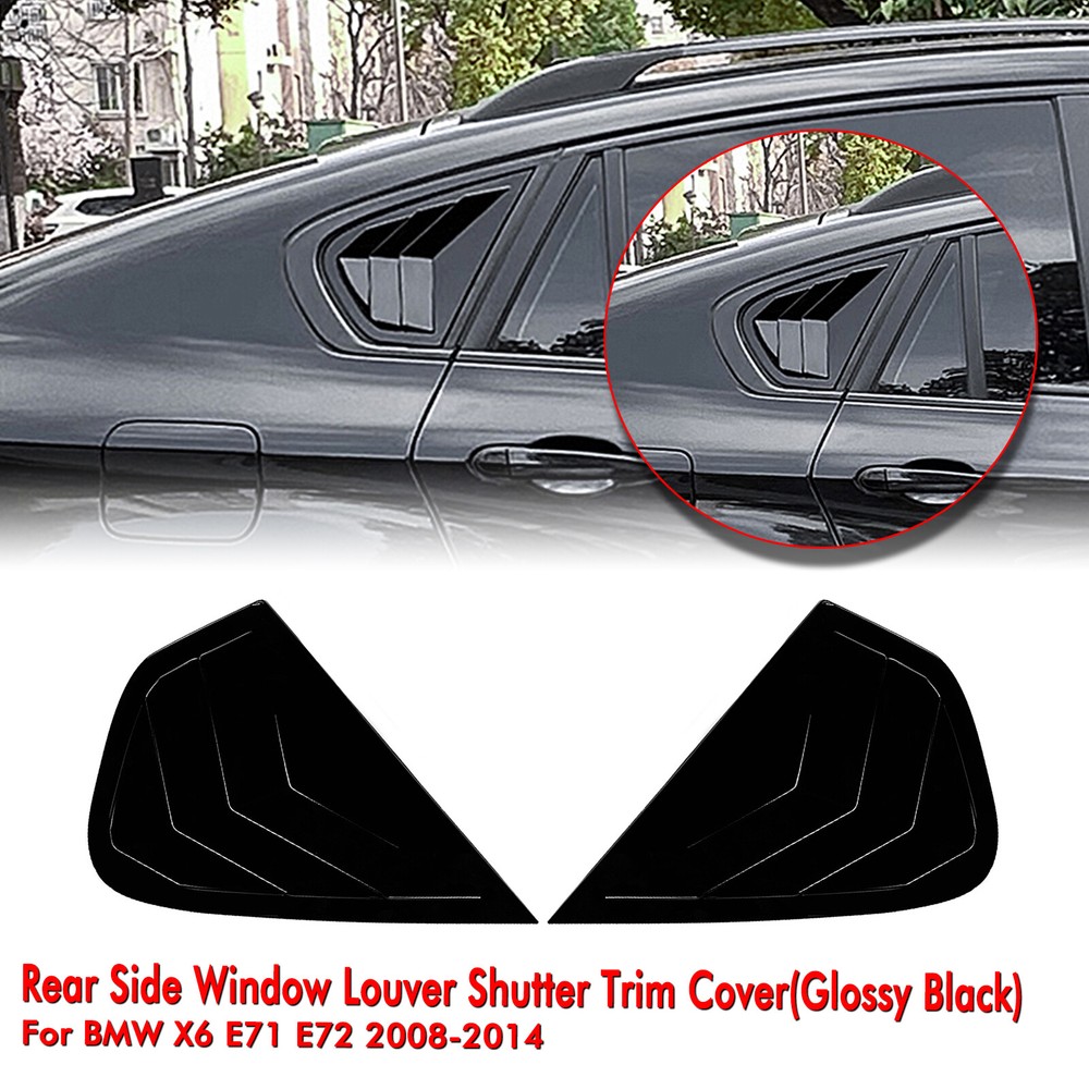 Car Rear Side Window Louver Shutter Trim For BMW X6 E71 E72 2008-2014 Black 2PCS