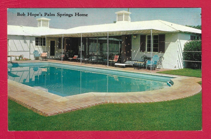 Bob Hope's Home & Swimming Pool, Palm Springs California - chrome postcard