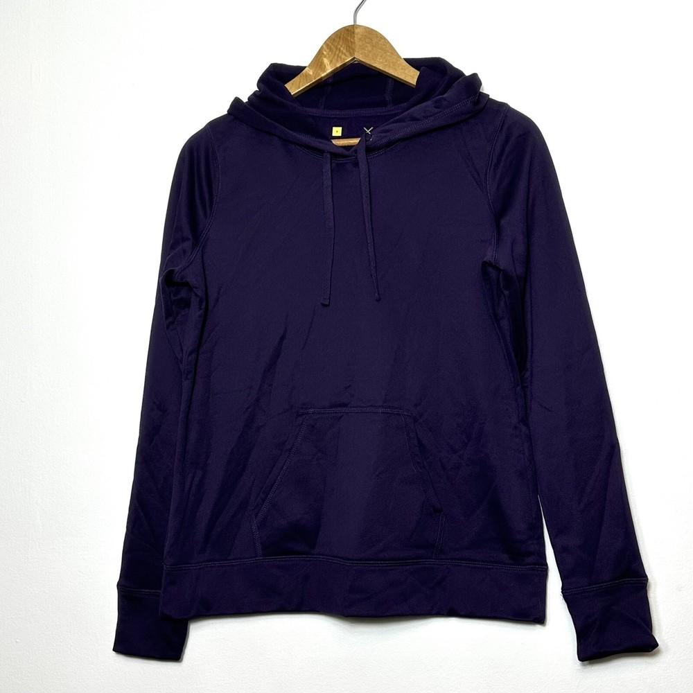 Xersion Sweatshirt Womens Small S Purple Hooded Pullover Long Sleeve Drawstring