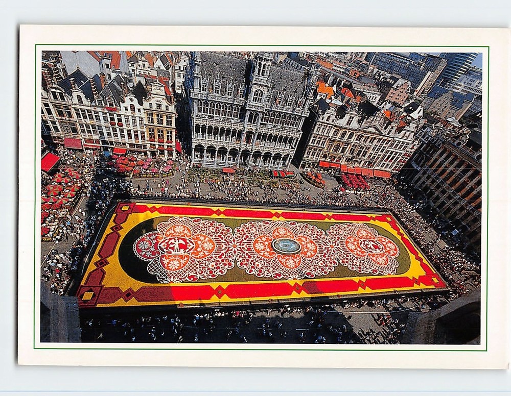 Postcard Market Place Flower carpet Brussels Belgium