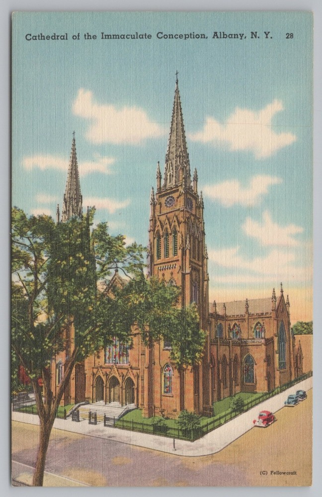 Albany New York~Cathedral Of The Immaculate Conception~Vintage Postcard