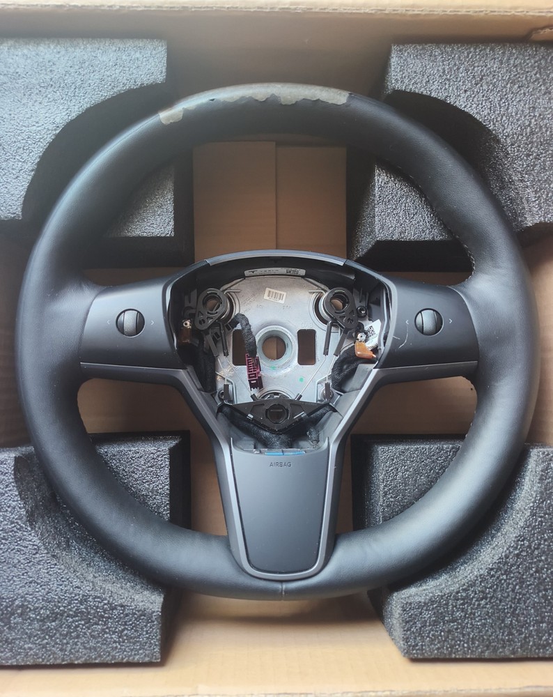 OEM Tesla Model 3 / Model Y Steering Wheel — Black Leather 2017–2023