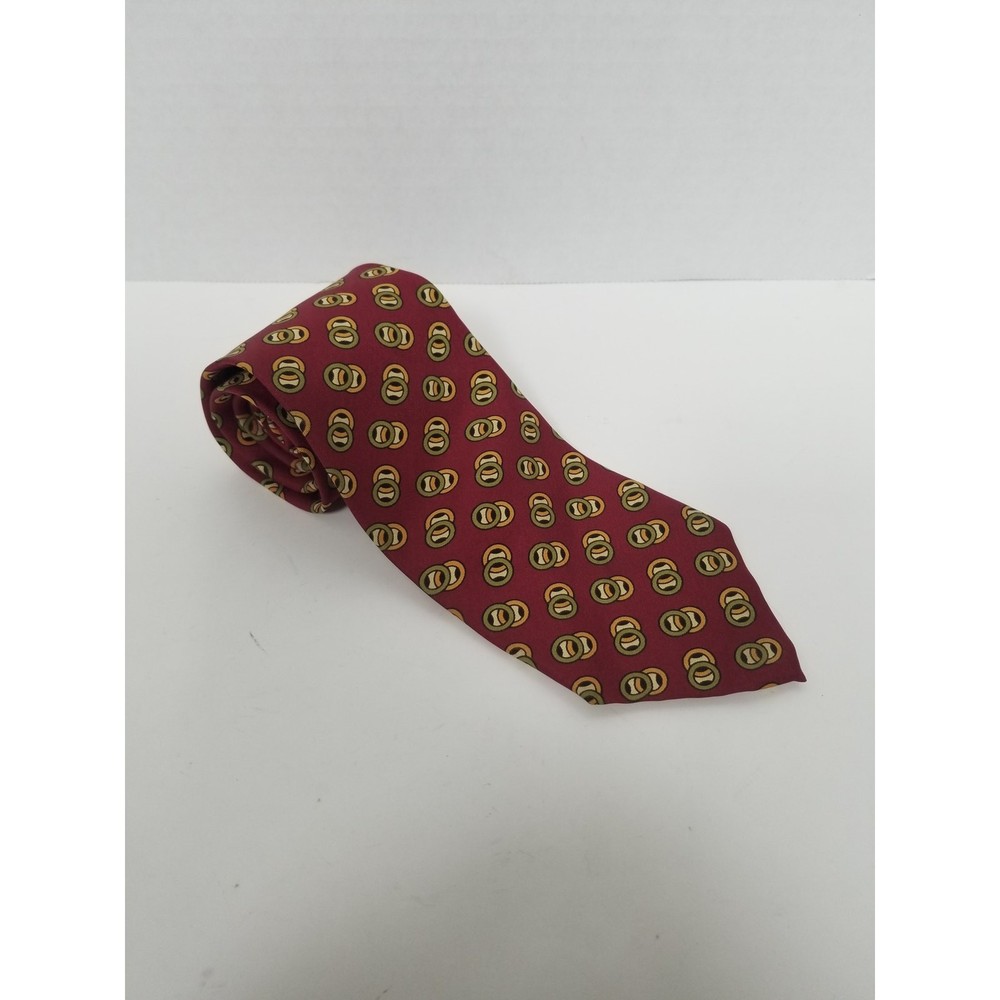 J. Crew 100% Imported Silk Men's Necktie Red Green Geometric Handmade USA