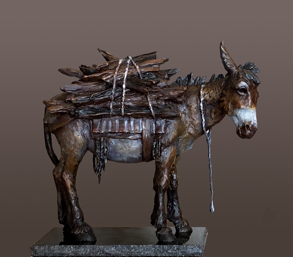 Burro-Navajo Ed Natiya Bronze Sculpture Native American Santa Fe NEW  