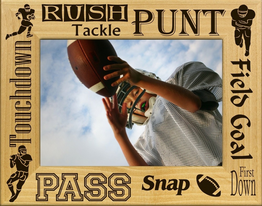 Football Sayings Laser Engraved Wood Picture Frame Landscape (4 x 6)