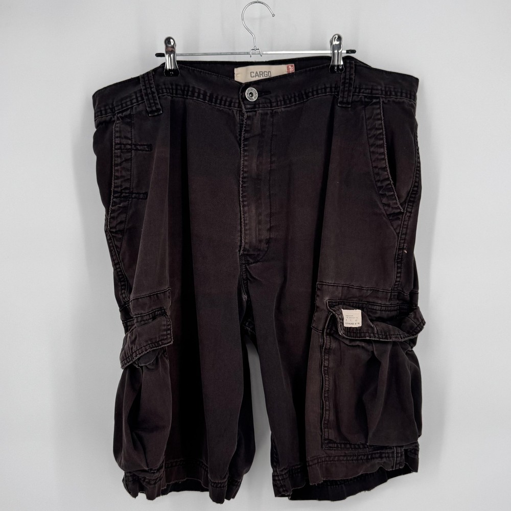 Levi's Cargo Shorts Mens 38 Dark Gray Cotton Pleated Pockets Casual Utility