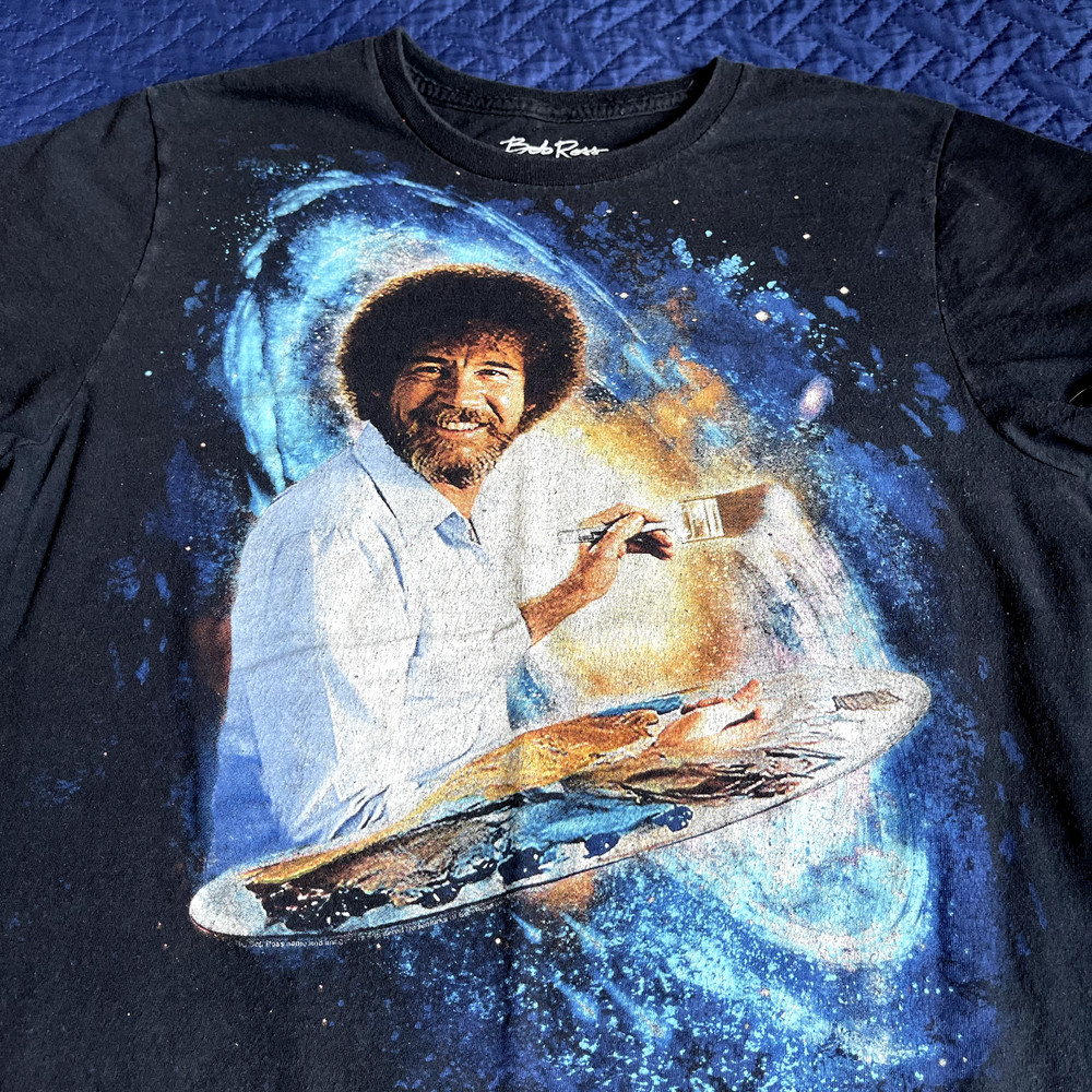 Bob Ross PBS Joy of Painting black t shirt Adult M