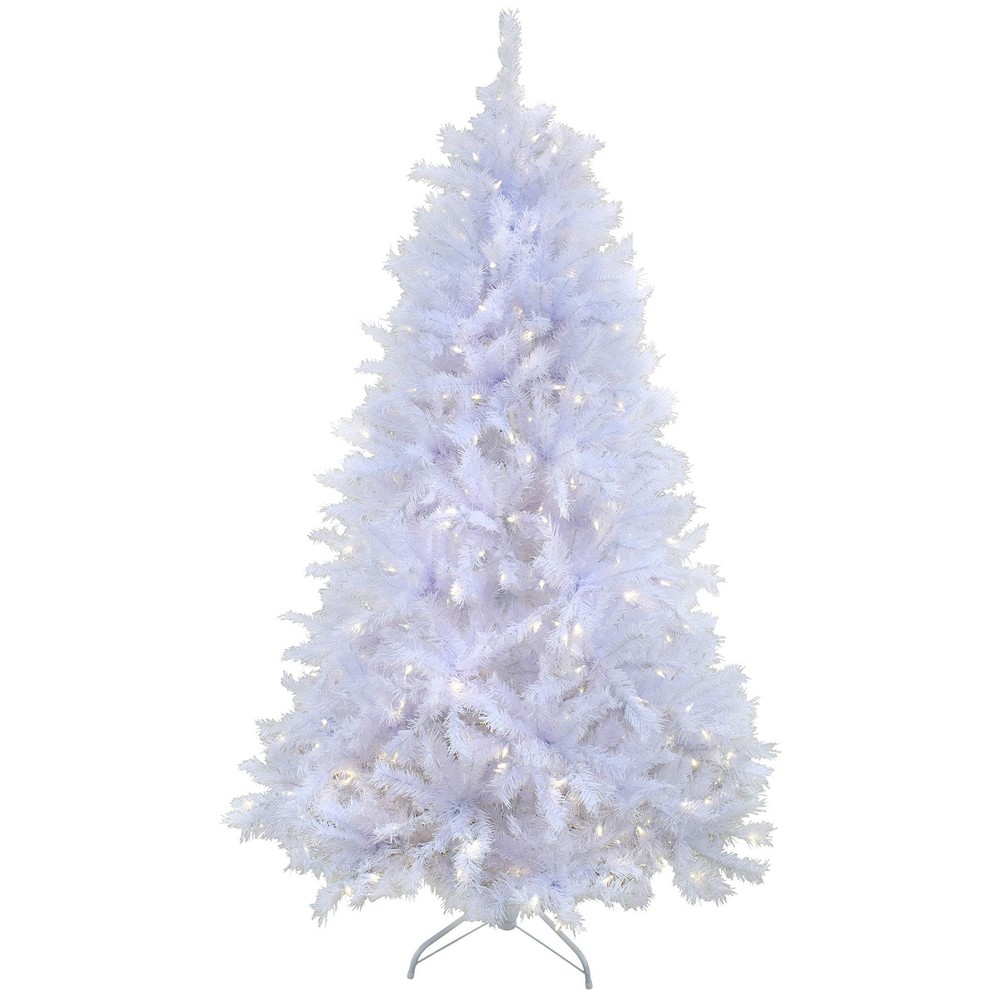 9 ft. Pre-Lit Millville White Tree with PowerConnect Warm White LED Lights, Plug