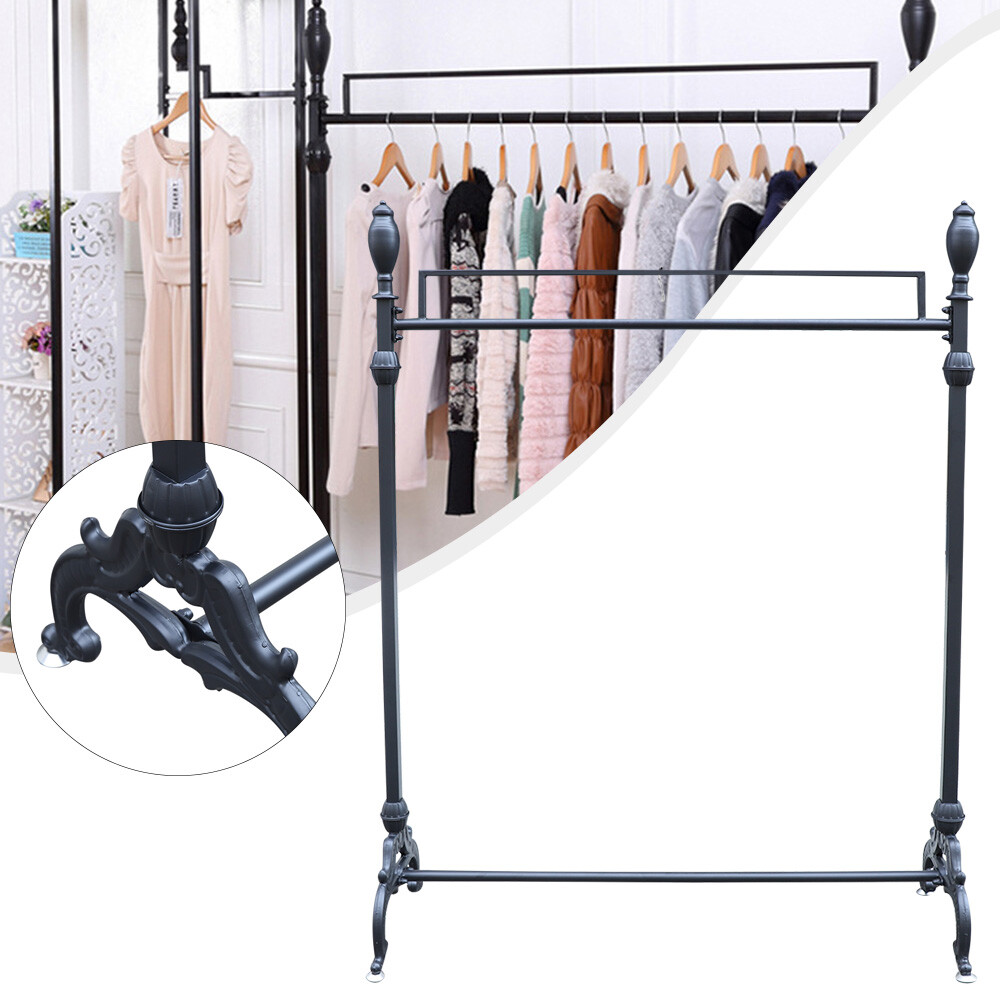 US Vintage Ornate Metal Garment Clothes Quilt Display Hanger Rack Floor Stand