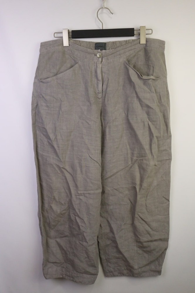 OSKA Gray Linen Wide-Leg Relaxed Dress Pants Size   5 / W40